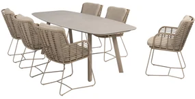 Manolo Fabrice dining tuinset 7 delig 240x103xH75 cm keramiek latte 4 Seasons Outdoor