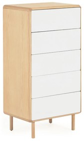 Kave Home Anielle Smalle Ladekast Licht Hout Met Wit - 60x42x117cm.