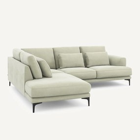 Linkse hoekbank met leuning in stonewashed fluweel Marsile