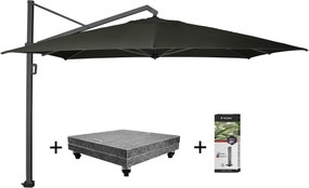 Icon premium zweefparasol 400x300 cm faded black met 150 KG voet en hoes
