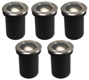 Set van 5 buiten grondspots RVS IP65 - Delux Modern GU10 IP65 Buitenverlichting