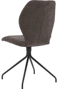Goossens Eetkamerstoel Hera bruin stof leuning, modern design
