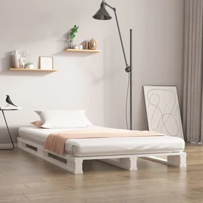 vidaXL Bedframe massief grenenhout wit 75x190 cm 2FT6 Small Single