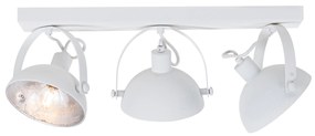 Industriële plafondlamp wit met zilver 3-lichts verstelbaar - Magnax