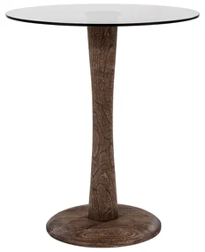 By-Boo Boogie Ronde Bijzettafel Bruin Hout En Glas - 60 X 60cm.