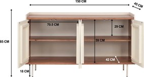 Beige Dressoir Met Ribbels - 150x45x85cm.