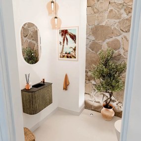 Mondiaz Joya DLux 50cm toiletmeubel ronding links dusk met wastafel faye rechts 1 kraangat lava