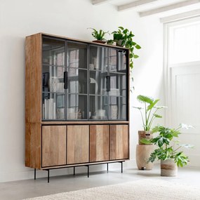 DTP Home Metropole Teak Buffetkast Met Zwarte Binnenkant 180 Cm - 180x40x210cm.