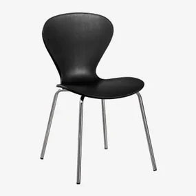 Set Van 4 Stapelbare Eetkamerstoelen Uit Zwart & Grijs – Chroom - Sklum