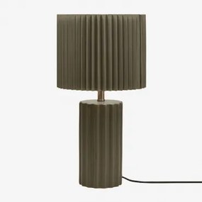 Tafellamp In Keramiek En Marvila-stof Leger Groen & ↑45 Cm - Sklum
