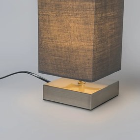 Moderne tafellamp grijs met staal - Milo Design, Industriele / Industrie / Industrial, Modern E14 vierkant Binnenverlichting Lamp