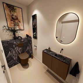 Mondiaz Ture DLux toiletmeubel 80cm rust met wastafel lava rechts zonder kraangat