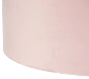 Stoffen Eettafel / Eetkamer Hanglamp zwart met velours kappen roze met goud 35 cm 2-lichts - Blitz Landelijk / Rustiek, Landelijk E27 cilinder / rond rond Binnenverlichting Lamp
