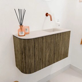 Mondiaz Joya DLux 70cm toiletmeubel ronding links dusk met wastafel faye rechts zonder kraangat meli
