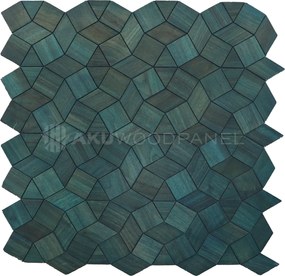 Decopaneel 60 cm x 60 cm Walnoot hout - Gardenia Cadet Blue - 3D Wandpaneel - Wanddeco