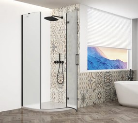 Gelco Trinity kwartronde douchecabine 90x90cm rechts mat glas zwart mat