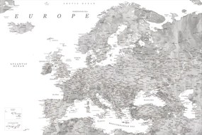 Kaart Detailed map of Europe in gray watercolor, Blursbyai