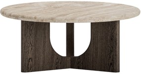 Goossens Salontafel Sisu rond, travertine bruin, modern design, 95 x 40 x 95 cm