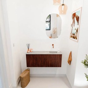 Mondiaz Joya DLux 100cm toiletmeubel ruby met wastafel faye rechts zonder kraangat glace