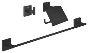 GROHE Start Cube QuickFix Accessoireset 3-delig - toiletrolhouder - met klep - handdoekhaak - handdoekhouder - 60cm - matte black 411242430