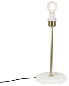 Klassieke tafellamp messing met marmeren voet - Kaso Klassiek / Antiek, Retro rond Binnenverlichting Lamp