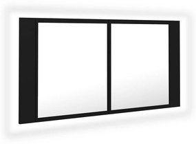 vidaXL Badkamerkast met spiegel en LED 90x12x45 cm zwart