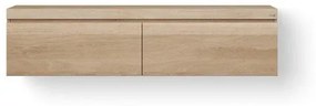 Looox Wood collection Wooden Drawer BoX ladenkast met 2 laden 160x45x46cm met softclose eiken old grey WDB1600