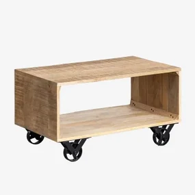 Mangohouten Salontafel Met Olson Wielen ↔︎ 75 Cm - Sklum