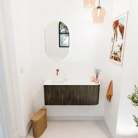 Mondiaz Joya 100cm toiletmeubel ronding rechts shadow met wastafel faye links zonder kraangat talc