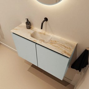 Mondiaz Ture DLux toiletmeubel 80cm greey met wastafel frappe midden zonder kraangat