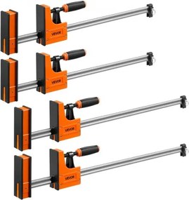 VEVOR schroefklemmen, 4-pack, 60,96 cm & 78,7 cm F-klemmen, 500 kg klemkracht, 2-weg klem-/spreidfunctie, zachte rubberen voetjes, koolstofstalen stang, voor hout- en metaalbewerking