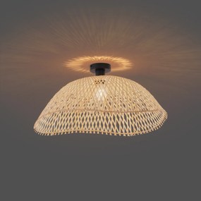 Art Deco plafondlamp zwart met naturel bamboe 60cm - Alka