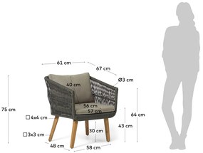 Kave Home Inti Tuinset Bank Met 2 Stoelen