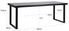 Richmond Interiors Beaumont Zwart Marmeren Eettafel 230 Cm - 230 X 90cm.
