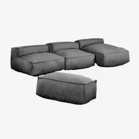 Dojans 3-delige Modulaire Chaise Longue Bank En Poef Voor De Tuin Gris Granito - Sklum