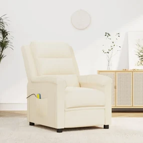 vidaXL Massagestoel elektrisch fluweel crèmekleurig