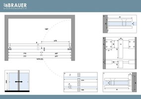 Brauer Void Carving profielloze nisdeur 150cm met draaideur 70cm aan muur RVS geborsteld PVD
