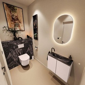 MONDIAZ TURE-DLUX 60cm toiletmeubel Rosee. EDEN wastafel Lava positie links. Met 1 kraangat. TUREDX60ROSL1LAV