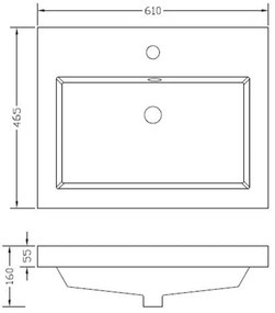 Mueller Single mineraalmarmer wastafel 60x46cm