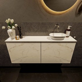 Mondiaz Fowy toiletmeubel 120cm Carrara met witte waskom rechts zonder kraangat