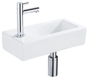 Fortifura Fuente fonteinset - 36x18.5x9cm - 1 kraangat - solid surface - fonteinkraan chroom - mat wit SW696234/SW696219/SW705498