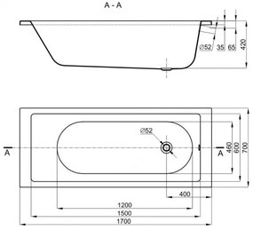 Plazan Basic douchebad met paneel 170x70cm