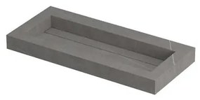 INK Pitch Wastafel keramische slab centraal met drain en front en side skirts zonder kraangat 100x45x9cm Armani grey mat 0210341