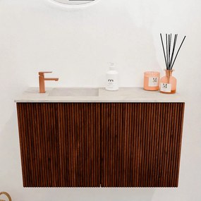 Mondiaz Joya DLux 70cm toiletmeubel ruby met wastafel faye links 1 kraangat ostra