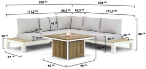 Loungeset 5 personen Aluminium/Teak Wit Lifestyle Garden Furniture Ravalla/Seaside