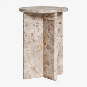 Ronde Bijzettafel Ø35 Cm In Mencia Marmer Beige Marmer Panther - Sklum