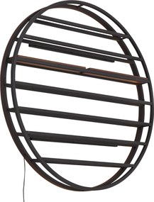 Moderne wandlamp zwart met wijnrek rond incl. LED - Wine Rack