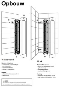 Sunshower Round Plus Small Black infraroodlamp en UV 33x95x10cm