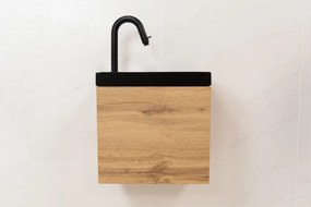 Sanigoods Minimo toiletmeubel 40cm dakota oak met matzwarte fontein met kraangat