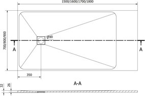 Mexen Bert rechthoekige douchebak SMC 160 x 80 cm, wit - 4K108016
